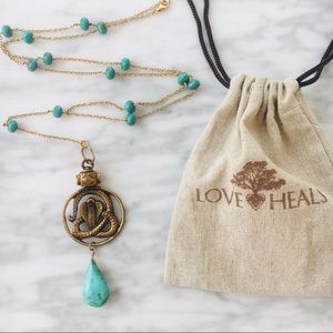 Turquoise & gold cobra necklace 🐍